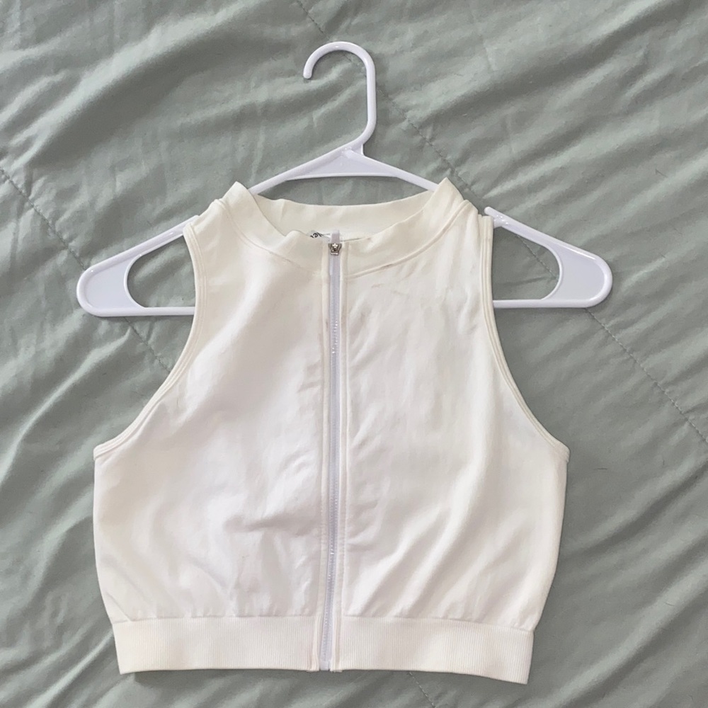 New Mix Off-White Zip-Up Top